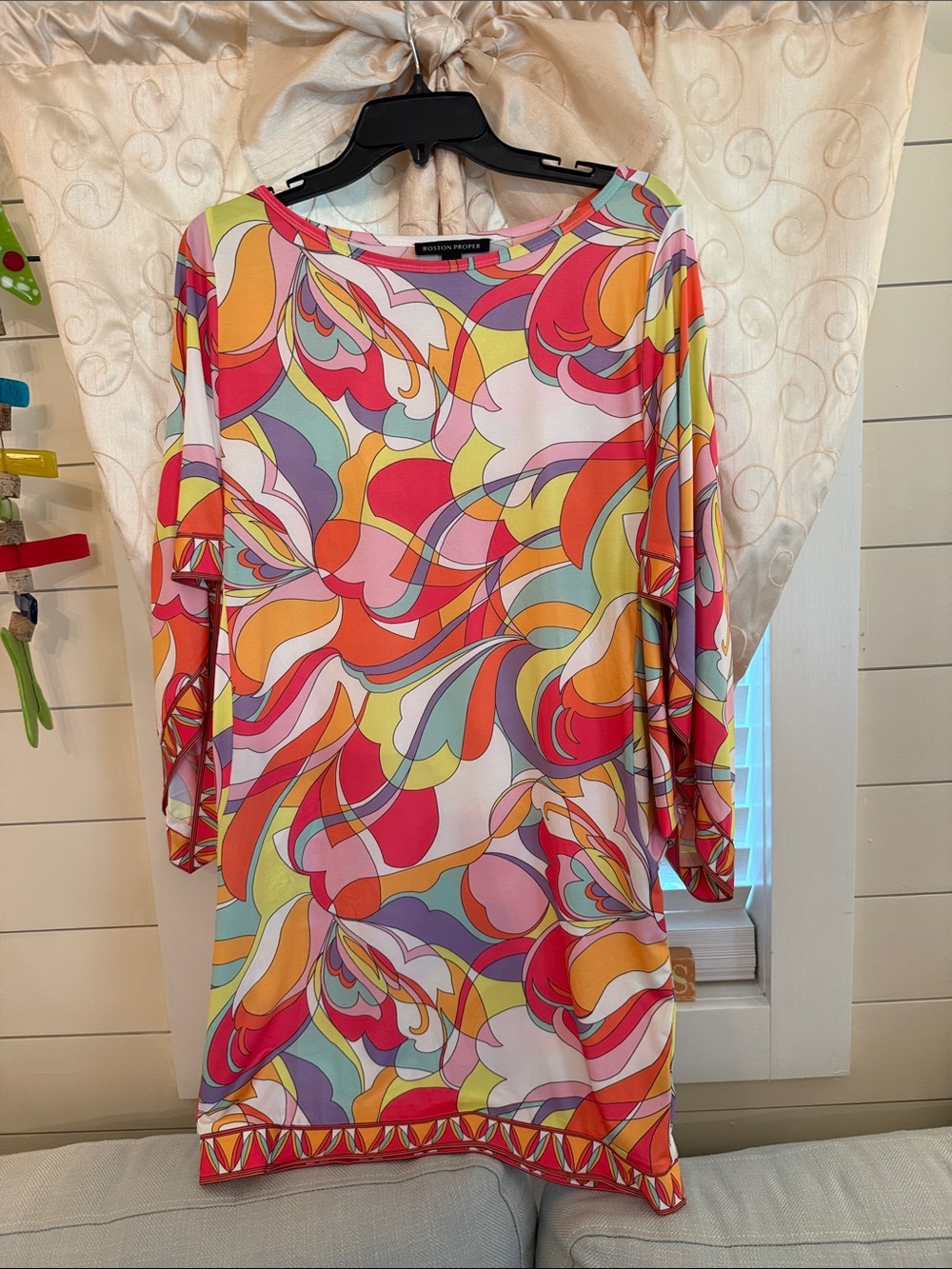 Boston Proper Vibrant Swirl Swim Coverup in Pink, Orange & Yellow